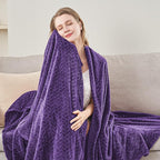 inhand Purple Fleece Twin Blanket, Super Soft Flannel Leaves Pattern Fuzzy - Image 6