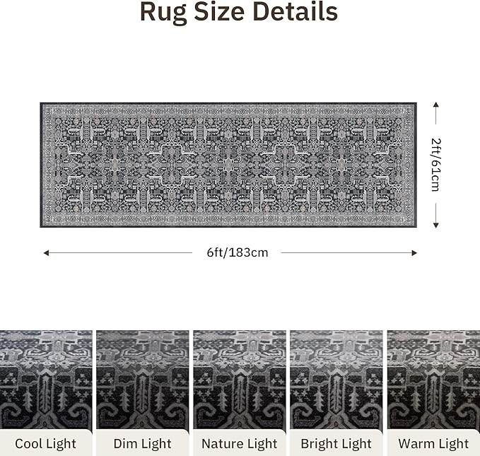 2x6 Hallway Washable Runner Rug - Image 2