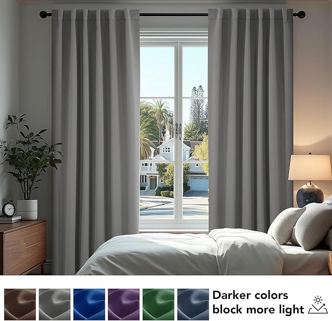 Deconovo Room Darkening Curtains Back Tab and Rod Pocket Curtains Thermal - Image 4