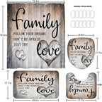 AZHM 4pcs Inspirational Quotes Shower Curtain Set with Rugs and Accessories