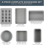Country Kitchen Nonstick Stackable Bakeware Set - Durable, Easy Release Baking Set, Navy, 6 Pcs