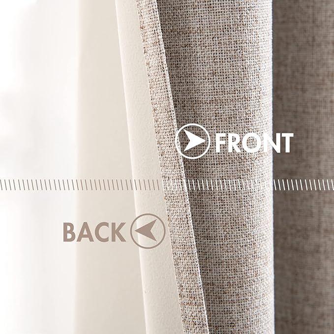 MIULEE Linen Texture Curtains, 2 Pack Blackout Thermal Insulated Khaki - Image 6