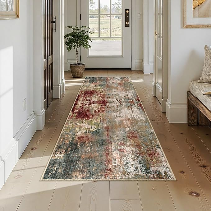 Washable Area Rugs 2'6''x8 Non-Slip Modern Abstract Soft - Image 8