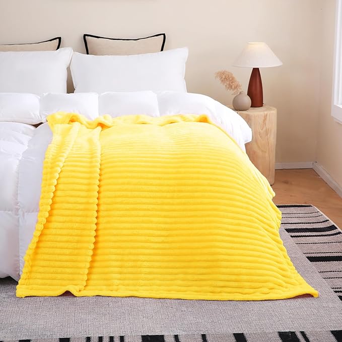 Bright Yellow Fleece Throw Blanket 90”×90” - Image 2