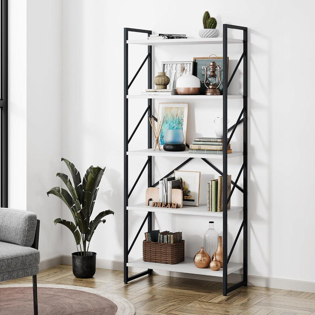 Shintenchi 2 Pieces 5 Tiers Bookshelf, Classically Tall Bookcase Shelf