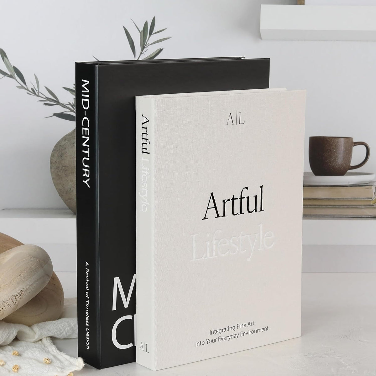 Aesthetic Decorative Books Set of 2 - Stylish Boxes for Coffee Table Decor