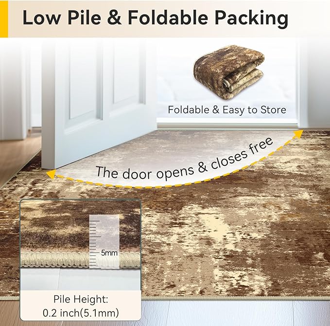 Washable Area Rugs 2'x3' Non-Slip Modern Abstract Soft - Image 6