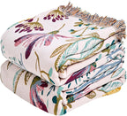 MSGKV Boho Throw Blanket for Bed 60"x80" Floral 100% Cotton Couch Blanket by MSGKVHomeTextiles