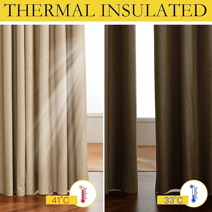 NICETOWN 100% Absolutely Blackout Linen Curtains - Image 5