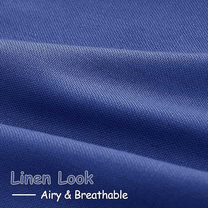 Nanspring Classic Blue Linen Curtains Semi Sheer 96 Inches Long 2 Panels Set - Image 5