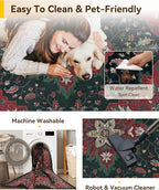 RELEANY Area Rugs 9'x12' Washable Non-Slip, Floral Vintage Distress Print - Image 5