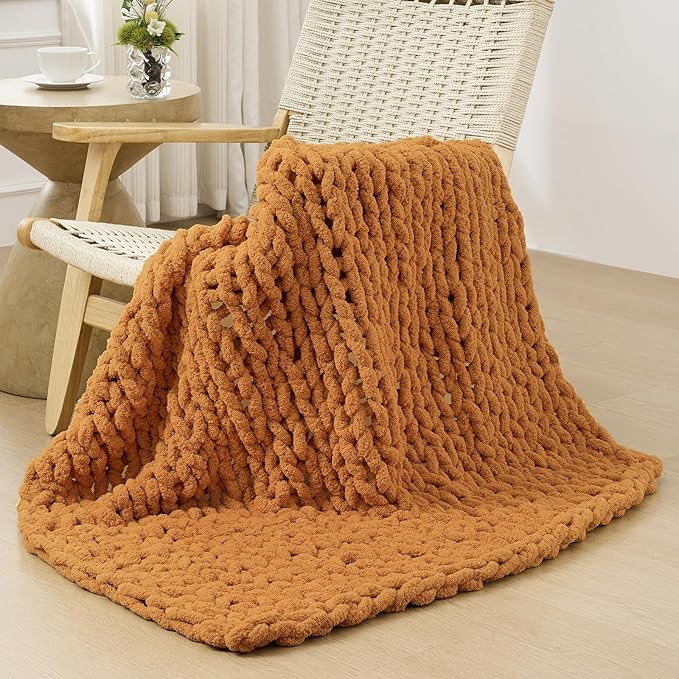 Bigacogo Chunky Knit Throw Blanket by Bigacogo