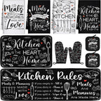 Fourluoo 10 Pcs Black and White Kitchen Decor and Accessories Set for Gifts