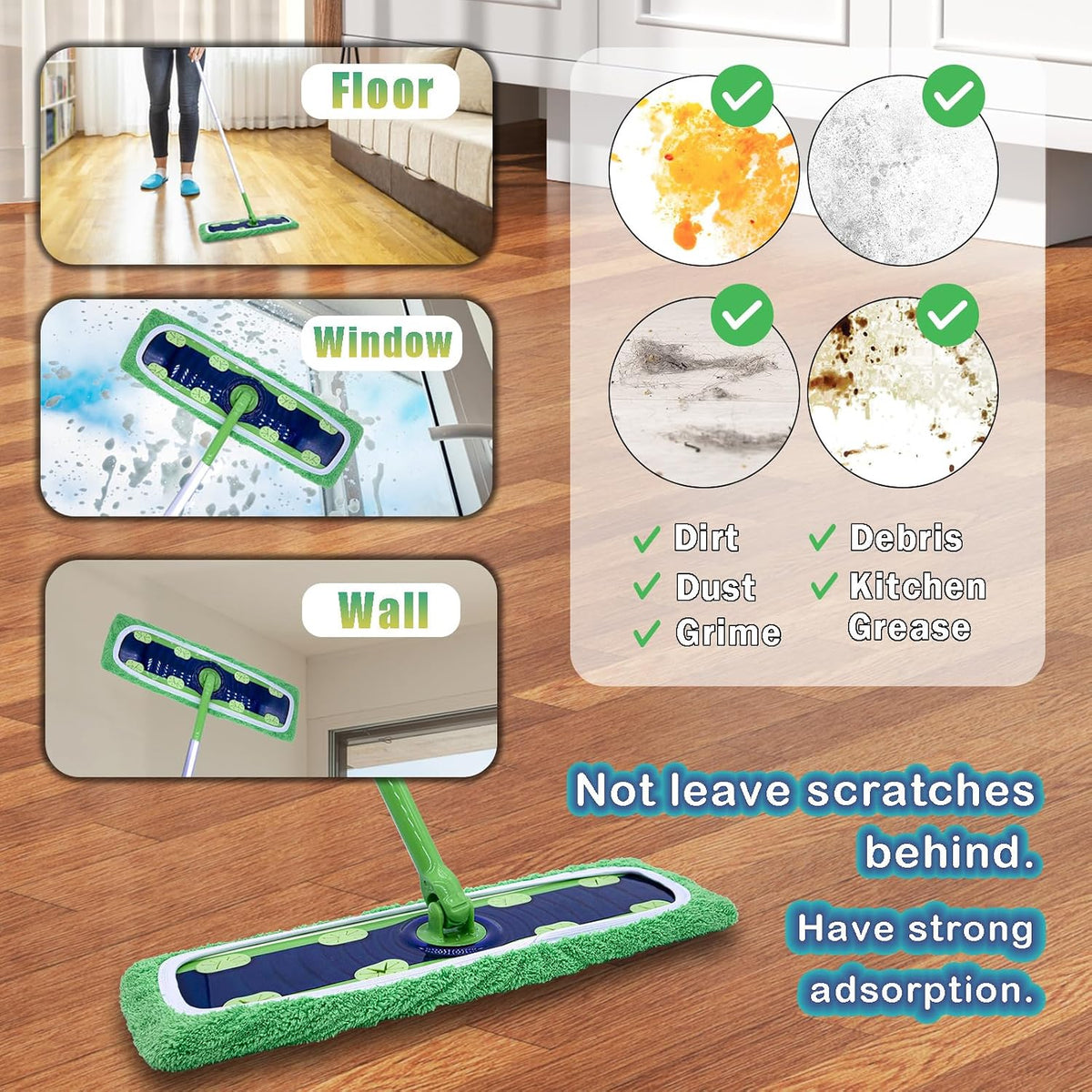 4 Pack XL Microfiber Mop Pads Compatible with Swiffer XL Mop