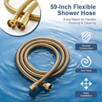 Taplong Outdoor Shower Kit Exposed Bathroom Shower Faucet Set Brushed Gold