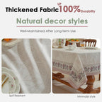 Vintage Pink Linen Blend Floral Rectangle Tablecloth 120" x 55"