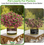6 PCS Round Planter Inserts for Large Tall Pots,10" 11'' 12'' Stainless Steel Flower Pot Lift Insert Portable Planter Accessories Use Less Potting Soil,for Inside Pots with Drainage Hole