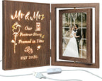 EYITUPC Rotating Light Up Mr Mrs 2026 Wood Frame Bridal Shower Wedding Gift