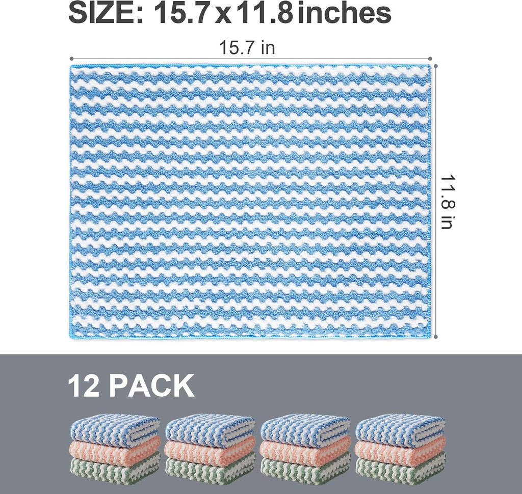 JOYMOOP Microfiber Cleaning Cloth, 12 Piece Set, Large, Multi Color