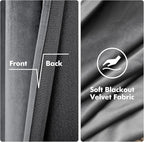 MIULEE 2 Panels Blackout Velvet Curtain Solid Soft Grommet Grey Room Darkening - Image 3