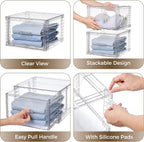 Vtopmart 4 Pack Clear Stackable Closet Storage Drawers 15QT, Medium