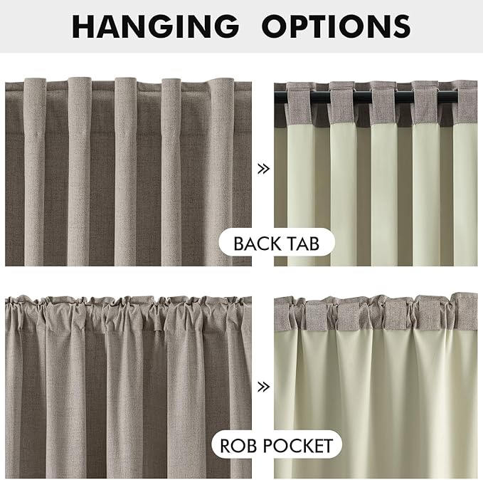 MIULEE 100% Blackout Curtains for Bedroom, Linen Solid Luxury Decor Thermal - Image 5