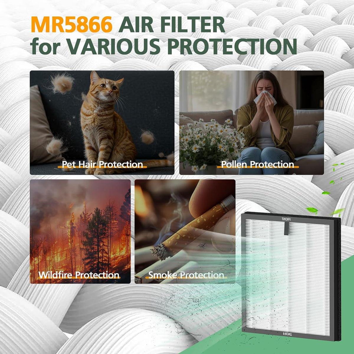 4 Pack MR5866 Filter Compatible with MORENTO MR5866 Air Purifiers