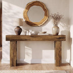 LITTLE TREE 63 Inches Long Sofa Table, Industrial Console Table for Entryway, Wooden Sofa Table for Living Room, Behind Couch Table, Rectangle Hallway Foyer Table for Entrance, Rustic Brown