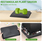 Greaner Black Plastic Plant Saucer, 17 Inch Trays for Plants, Flower Pot No Holes Plant Drip Trays, Heavy Duty Plastic Plant Saucers for Indoors Outdoors