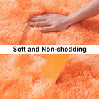 Soft Runner Rugs for Bedroom Hallways, 2x4 Tie-Dyed Orange Fluffy Shag Throw - Image 3