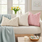 decorUhome Easter Cream White Egg Pillow Covers 16x16 Inch Set of 2, Soft Plush - Image 3