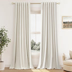 Guken Cream 100% Blackout Linen Curtains 94 Inch Length 2 Panels Set by Guken