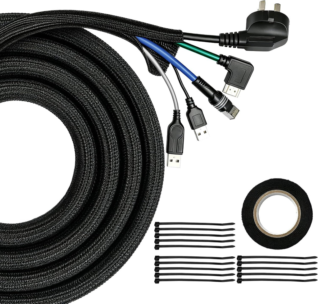 Cable Management Sleeve,25ft 1/2in Cord Protectors from Pets No Chew