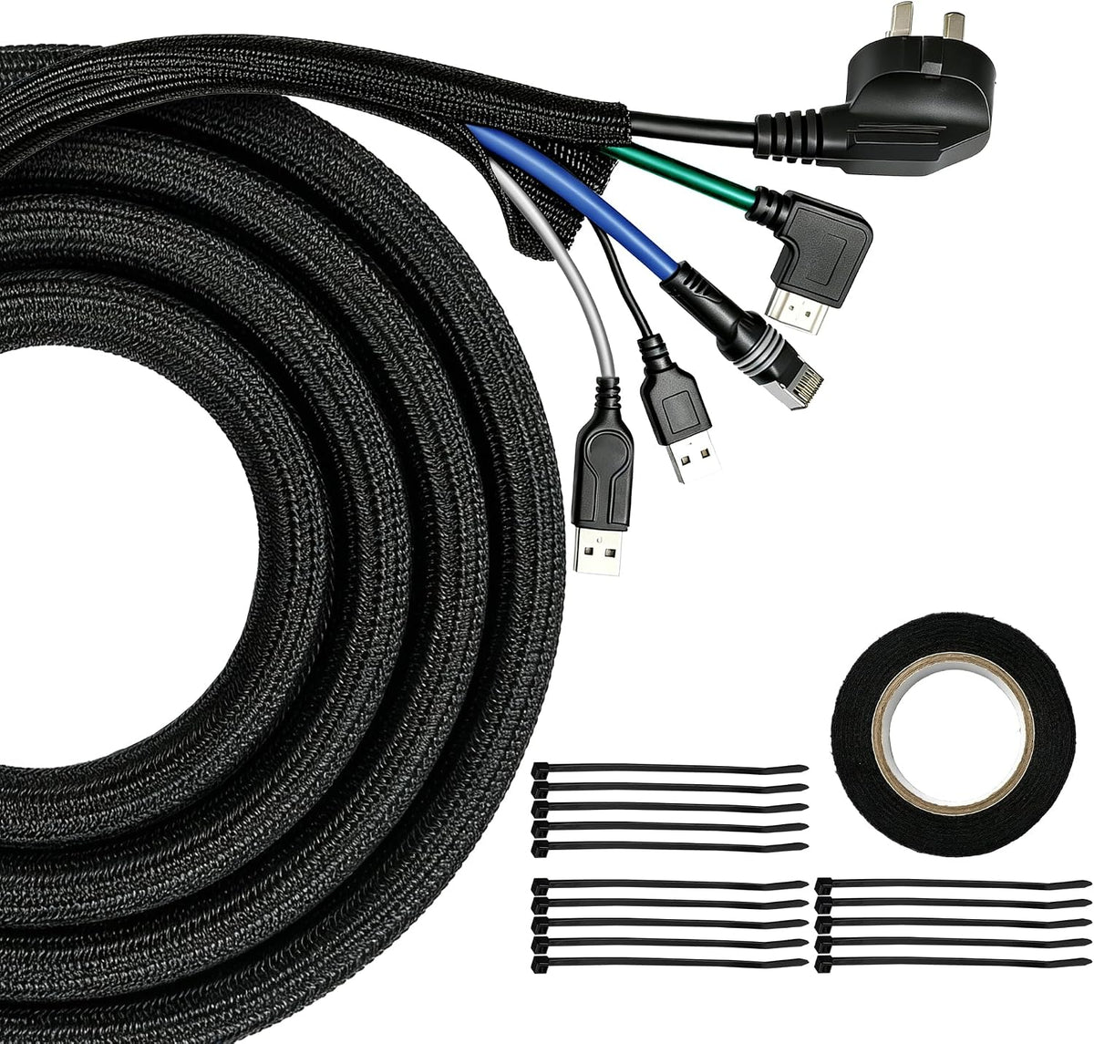 Cable Management Sleeve,25ft 1/2in Cord Protectors from Pets No Chew