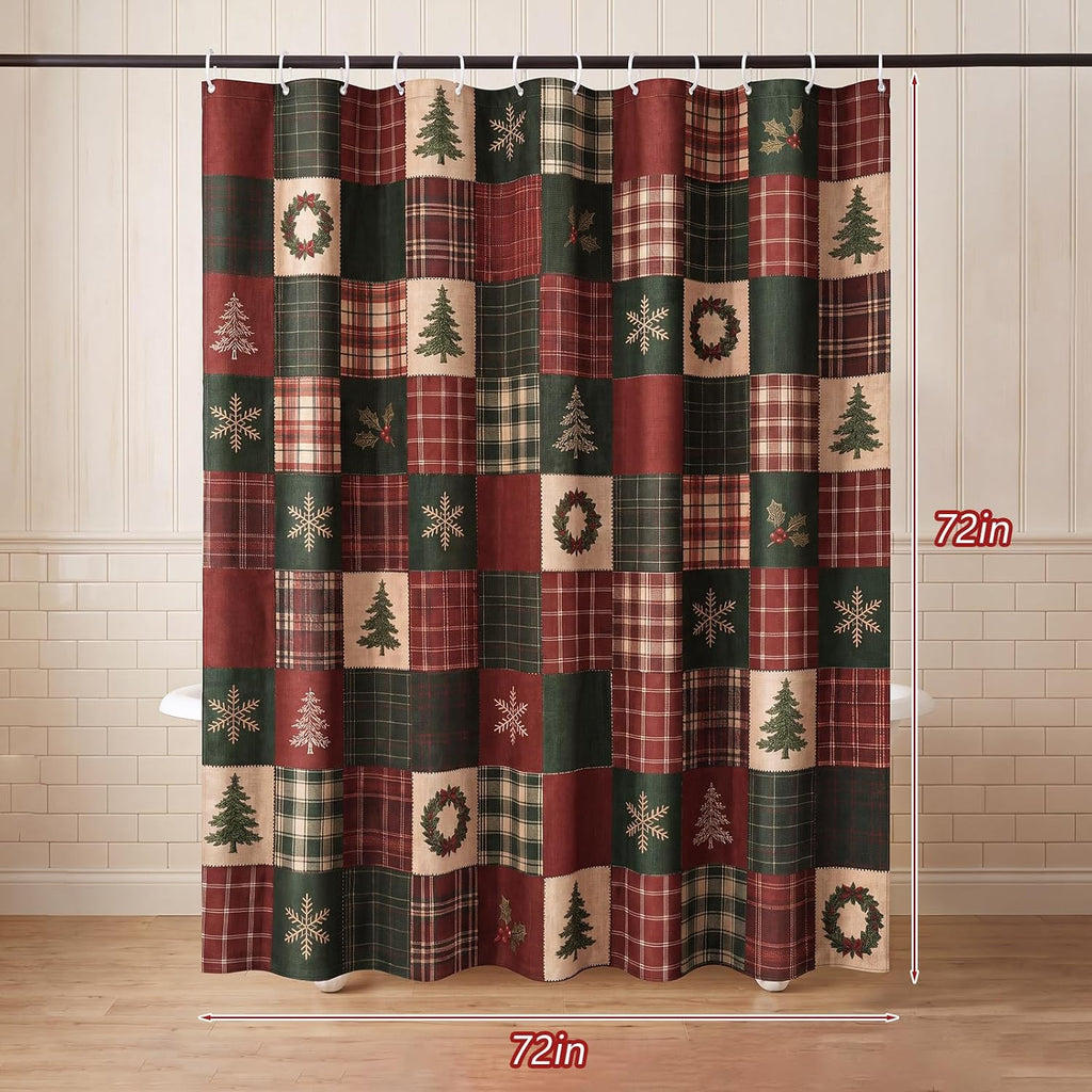 MelonBoat Rustic Printed Christmas Shower Curtain
