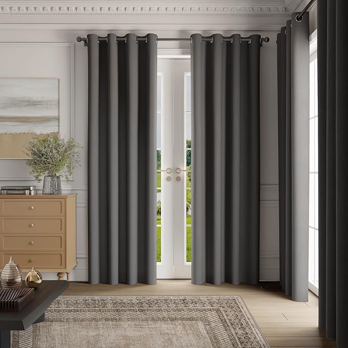 NICETOWN Room Darkening Draperies Curtains Panels, 2 Panels Grey W52 x L90 - Image 9