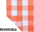 Fall Plaid Area Rug 3x5 Ft, Orange and White Buffalo Check Large Farmhouse Cotton Rug, Hand-Woven Washable Indoor Outdoor Carpet for Halloween Thanksgiving Autumn Porch Patio Decor