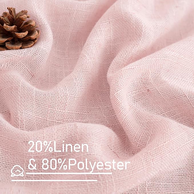 LAMIT Linen Curtains 48 Inch Length 2 Panels, Light Filtering Panels Back Tab - Image 2