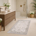 Light Grey 3x5 Large Boho Bathroom Rug by HazoHaus