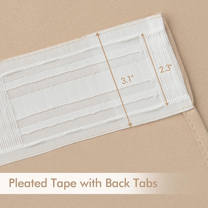MIULEE Back Tab Beige Curtains 96 Inch Long 2 Panels Set - Image 4