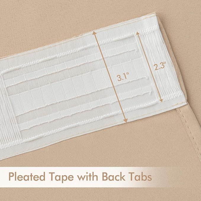 MIULEE Back Tab Beige Curtains 108 Inch Long 2 Panels Set - Image 4