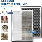 Air Purifier Replacement Filters 4 Pack Compatible with 25 Series Air Purifier Filter S1/W1/B1,3-in-1 Filters H13 True HEPA and Activated Carbon Filters Compatible with Series Air Purifier