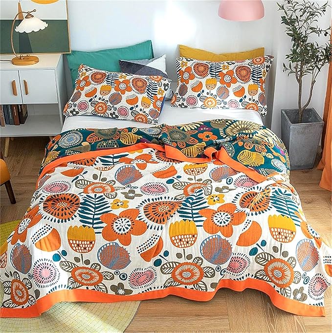 Throw Blanket Queen Size Fall Blanket by MSGKVHomeTextiles