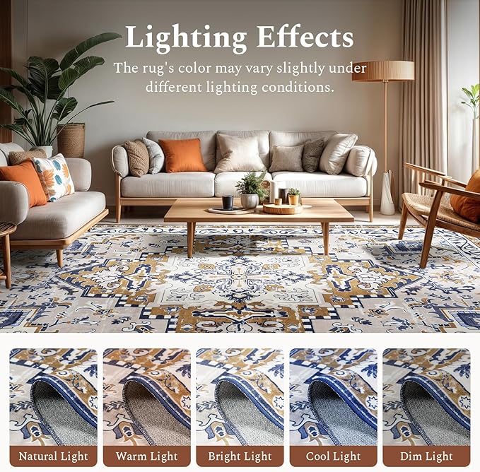 Rugflix 9x12 Area Rug for Living Room, Machine Washable Area Rugs - Image 6