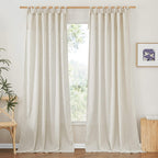 NICETOWN Butter Yellow Gingham Curtains, Tie Top Bow Knot Checkered Window Treatments Cheerful Rustic Farmhouse Semi Sheer Plaid Light Filtering Drapes for Kitchen Dining Room, W52 x L84, 2 Panels