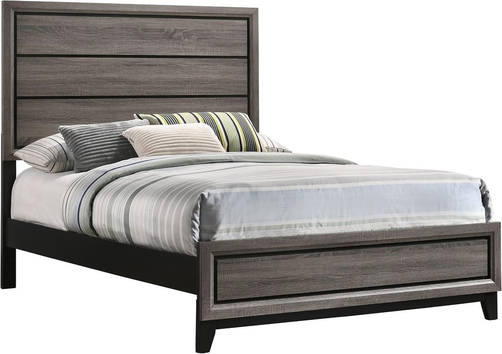 Coaster Watson Queen Panel Bed for Use with Box Spring, Grey Oak 212421Q