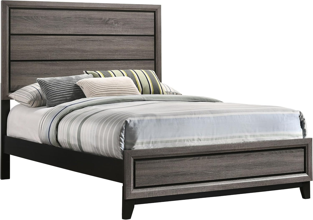 Coaster Watson Queen Panel Bed for Use with Box Spring, Grey Oak 212421Q