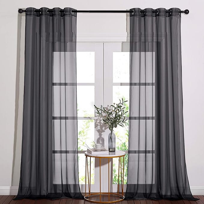 NICETOWN Living Room Sheer Curtains 108 inch Long, Eyelet Top Voile Textured by NICETOWN