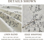 Floral Square Tablecloth 55x55 Inch Linen Table Cloth with Black Flowers