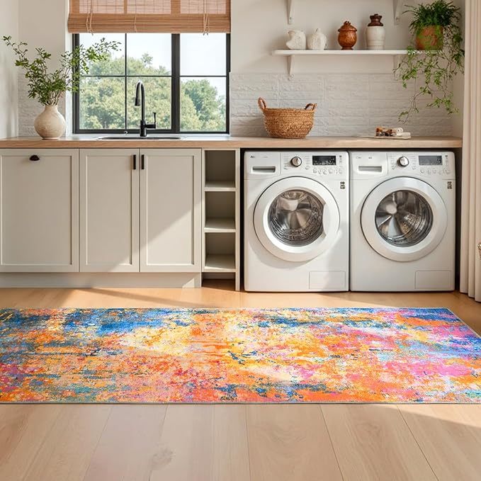 2x6 Rainbow Rug Runners for Hallways Kitchen Runner Rug Non Slip Washable - Image 5